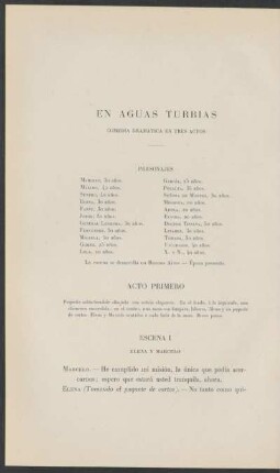 En aguas turbias : Comedia dramática en tres actos