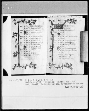 Lateinisches Stundenbuch — KL-Ligatur mit anschließender Ranke als Teilbordüre, Folio 12recto