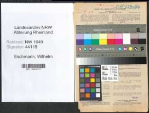 Entnazifizierung Wilhelm Eschmann , geb. 29.01.1900 (Postbeamter)