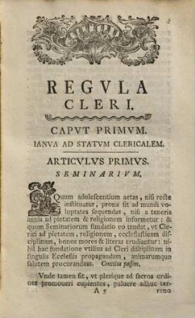 Regvla Cleri, Ex Sacris Literis, SS. Patrvm Monimentis, Ecclesiasticisqve Sanctionibvs Excerpta
