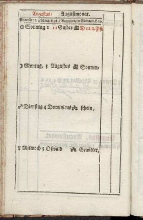 Augustus/ Augustmonat.