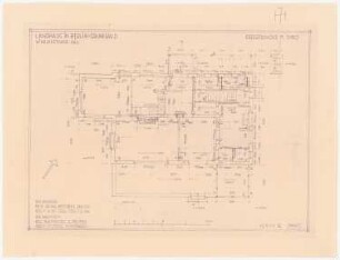 Haus Jansen, Berlin-Grunewald: Grundriss EG 1:50 (von Inv.nr. 21988), Möblierung der Wohngeschosse