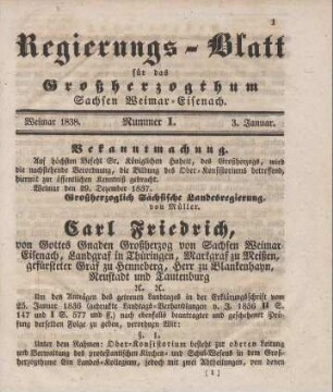 Nr. 1 : 03. Januar 1838
