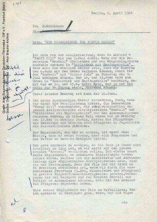 Interne Korrespondenz, mit handschriftlichen Kommentaren von Artur Brauner