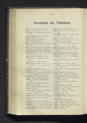 Verzeichnis der Teilnehmer.