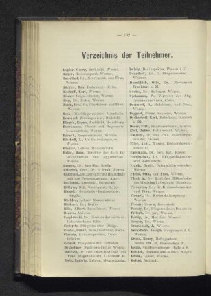 Verzeichnis der Teilnehmer.