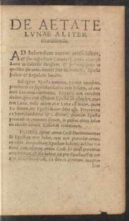 De Aetate Lunae Aliter invenienda.