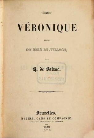 Véronique : suite du curé de village