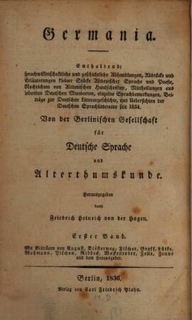 Germania. 1. 1836