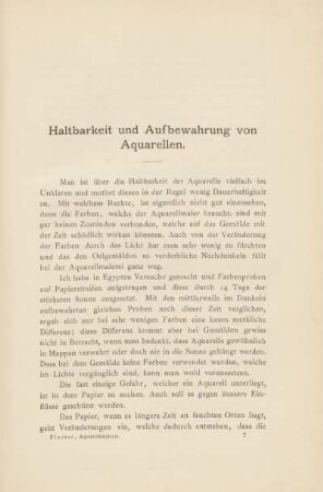 Haltbarkeit und Aufbewahrung von Aquarellen.