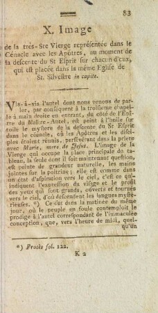 X. Image de la trés Ste Vierge représentée dans le Cénacle avec les Apotres, ...