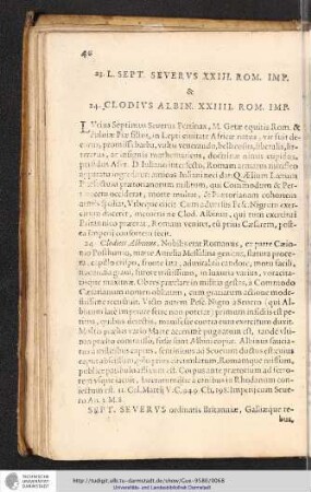 23. L. Sept. Severus XXIII. Rom. Imp. & 24. Clodius Albin. XXIIII. Rom. Imp.