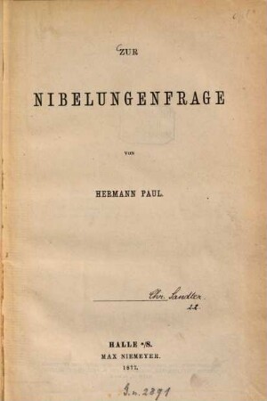 Zur Nibelungenfrage