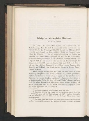 Beiträge zur würzburgischen Münzkunde