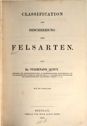 Classification [!] und Beschreibung der Felsarten