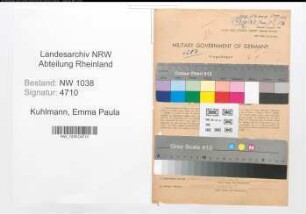 Entnazifizierung Emma Paula Kuhlmann , geb. 09.10.1896 (Postbeamtin)