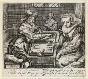 Ein Backgammon spielendes Paar; Blatt 3 der Folge: Die Auswirkungen der Trunkenheit