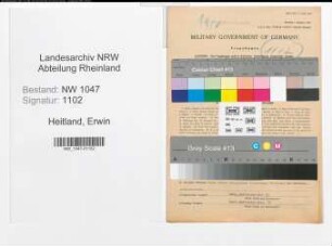 Entnazifizierung Erwin Heitland , geb. 18.02.1901 (Lehrer)