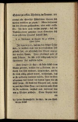 §. 21. Ahndungen im Traume die zu erklären schwer fallen.