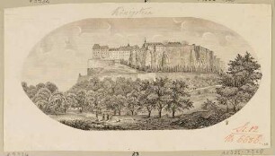 Der Königstein mit der Festung in der Sächsischen Schweiz von Westen