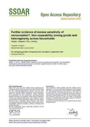 Further evidence of excess sensitivity of consumption?. Non-separability among goods and heterogeneity across households