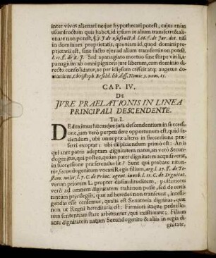 Cap. IV. De Iure Praelationis In Linea Principali Descendente