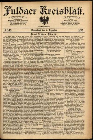 Erste Ausgabe vom Samstag, den 04. Dezember 1897.
