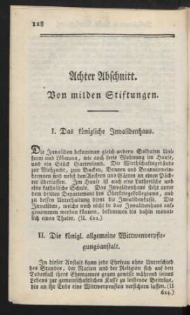 Achter Abschnitt. Von milden Stiftungen.