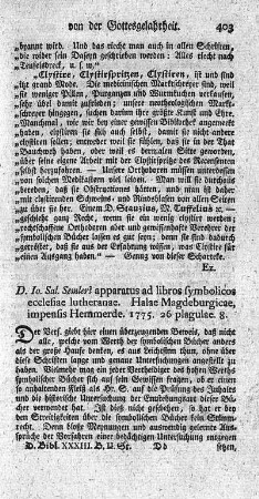 Apparatus ad libros symbolicos ecclesiae lutheranae.