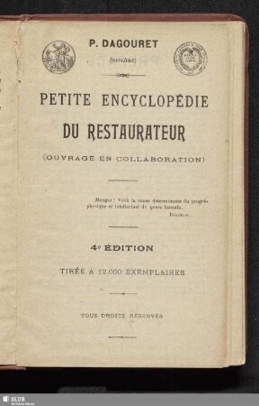 Petite encyclopédie du restaurateur