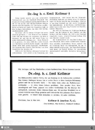 Dr.-Ing. h. c. Emil Kollmar †