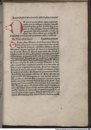 Incipit libell[us] [de] vita et morib[us] philosopho[rum] et poeta[rum]