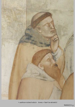 Freskenzyklus mit Szenen aus der Vita des heiligen Antonius : Der heilige Antonius unterweist Mönche und dem heiligen Antonius erscheint ein Engel : Der heilige Antonius unterweist Mönche