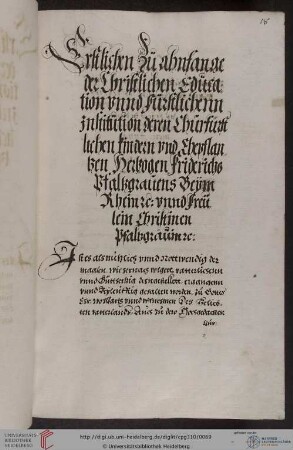 Brief, Kurfürst Ludwig VI. von der Pfalz an Joachim Strupp