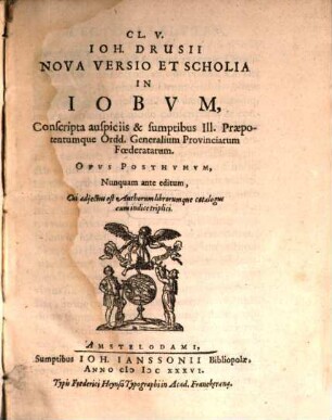 Nova versio et scholia in Jobium
