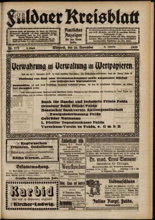 Zweite Ausgabe vom Mittwoch, den 26. November 1919.