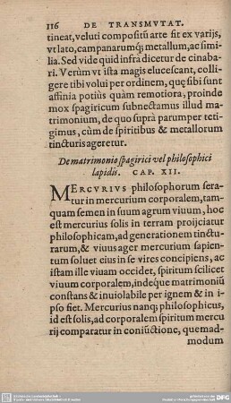 De matrimonio spagirici vel philosophici lapidis. Cap. XII.