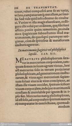 De matrimonio spagirici vel philosophici lapidis. Cap. XII.