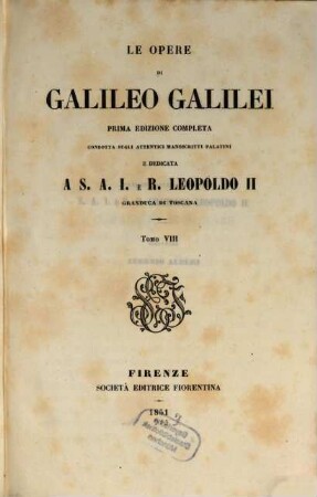 Le opere di Galileo Galilei. 8