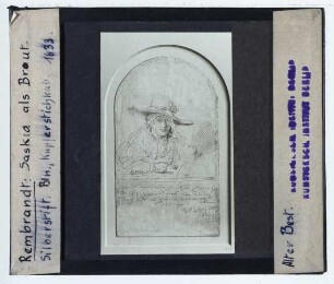Rembrandt, Porträt von Saskia mit Hut (Zeichnung) (Berlin KK KdZ 1152)