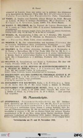 16. Manuskripte (Nr. 657-660)