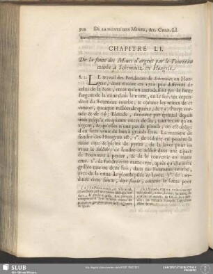 Chapitre LI. De la fonte des Mines d'argent par le Fourneau courbe à Schemnitz en Hongrie