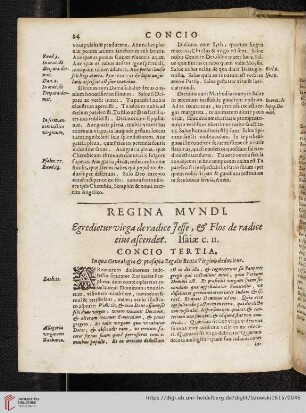 Regina Mund. Concio Tertia