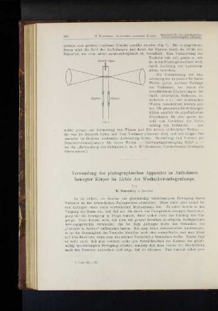 Verwendung des photographischen Apparates zu Aufnahmen bewegter Körper im Lichte der Wechselstrombogenlampe.