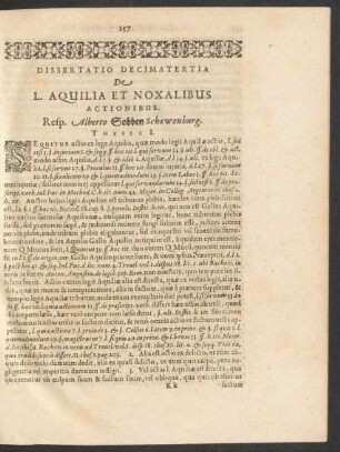 Dissertatio Decimatertia De L. Aquilia Et Noxalibus Actionibus.