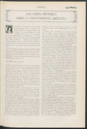 Una página historica sobre la independencia Argentina