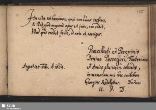 Stammbucheintrag von Georg Rudolpf. Straßburg, 27. Februar 1664