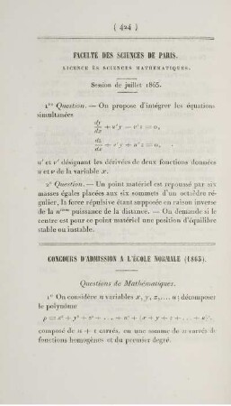 Faculté des sciences de Paris.