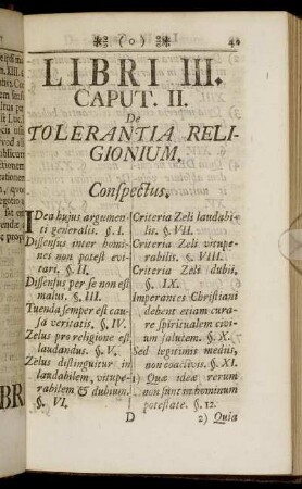 Caput II. De Tolerantia Religionium.
