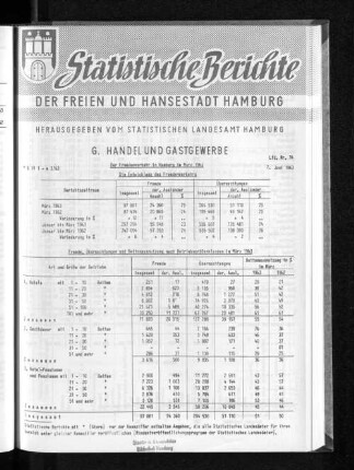 Der Fremdenverkehr in Hamburg im März 1963 : Lfd. Nr. 34